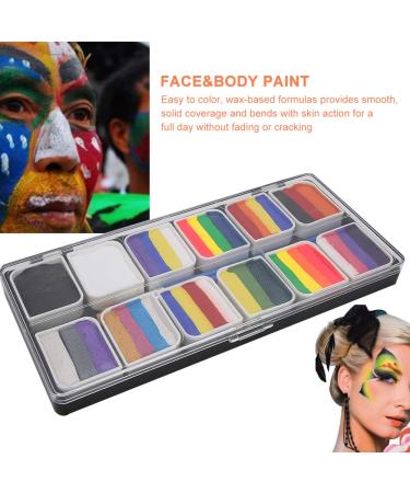 Professional Face Body Paint Kit - 12 Colors with Brushes | Safe Halloween Makeup Palette for Parties & Body Art - Buy Online on GoSupps.com