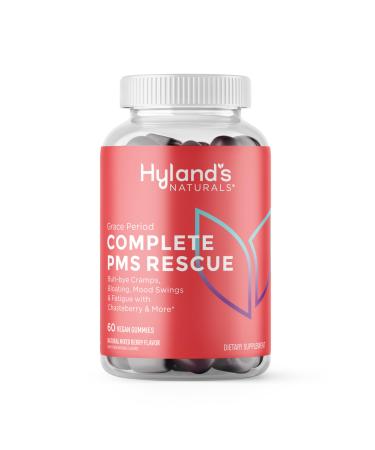 Hyland's Grace Period Complete PMS Rescue 60 Vegan Gummies with Chasteberry and Dong Quai for Menstrual Support and B6 and B12 for Red Blood Cell Formation 60 Count (Pack of 1)
