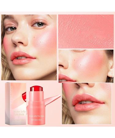 Milk Jelly Tint Milk Cooling Water Jelly Tint Makeup Lip Tint Jelly Blush Stick Sheer Lip & Cheek Stain Solid Moisturizer Stick Buildable Watercolor Finish (Pink) - Buy Online on GoSupps.com