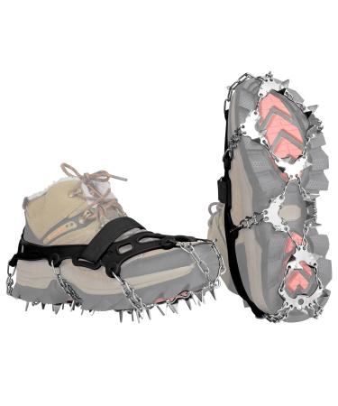 Bluever Ice Klampen crampons crampons for mountain shoes 32 stainless steel spikes shoe claws Great for hiking trekking climbing mountaineering fishing men winter external activity black XL