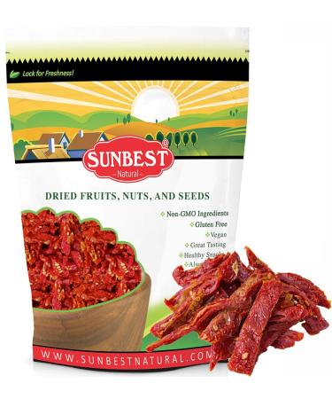 Sunbest Natural - Julienned Sun Dried Tomatoes, Ready-to-Eat Tomatoes Fresh Mix, Sun Dried Tomato for Cooking and Snacking, Non-GMO and Kosher Vegan Food Packs, Vegan Gifts in Resealable Bag, 5 lbs