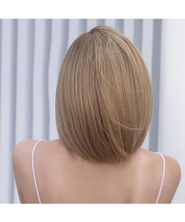HAIRCUBE Brown Blonde Bob Wigs for Women - Highlight Front Lace Natural Wig with Dark Roots - Shop Internationally! - Buy Online on GoSupps.com