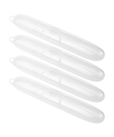 Cosmos Pack of 4 Transparent Plastic Portable Travel Toothbrush Case Holder Organizer with Hook for Travel Use