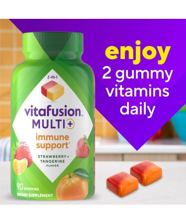 Vitafusion Multi+ Immune Support Adult Gummy Vitamins - Vitamin C, Zinc, & Multivitamins - 90 Count - Buy Online on GoSupps.com