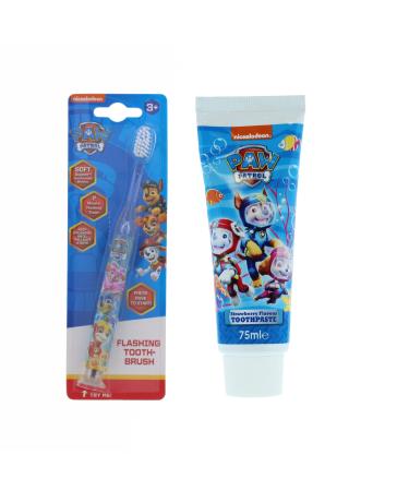 Paw Patrol Flashing Soft Toothbrush and 75g Toothpaste for Kids | Bundle of 2