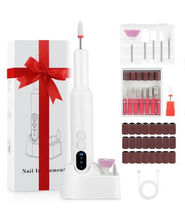 Electric Nail Files 20000RPM Nail Drill Kit Cordless Nail Drill with 78 Kits Portable Nail Drill Files Kit with Dual Charge Ports 3 Adjustable Speeds for Acrylic Gel Nails Care Kit Gifts for Women White