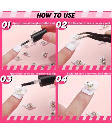 50 Pcs 3D Acrylic Fourth of July Star Nail Charms with Pearl Beads - White Flower Style - Buy Online on GoSupps.com