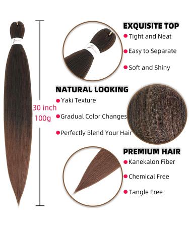 Xusuperb 30-Inch Pre-Stretched Braiding Hair - Ombre Brown 6 Pack | Soft Knotless Yaki Extensions for Easy Braids | Kanekalon Kunsthaar - Buy Online on GoSupps.com