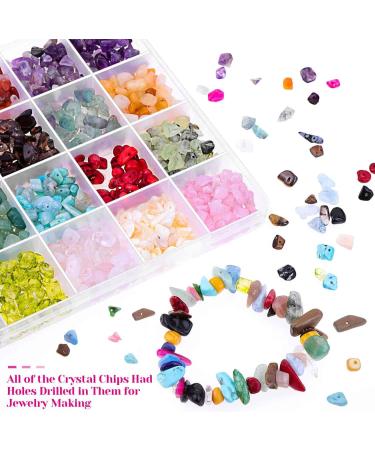 24 Colors Crystal Beads for Ring and Bracelet Making by Cridoz - Gemstone Chips Drilled for DIY Jewelry Projects - Buy Online on GoSupps.com