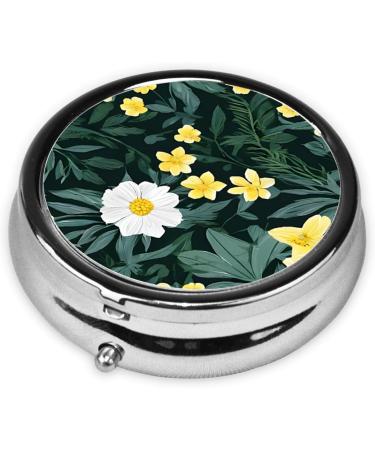 Hawaiian Round Pill Box - 3 Compartment Mini Decorative Travel Organizer | Portable Vitamin & Medicine Holder - Buy Online on GoSupps.com
