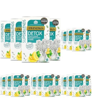 Twinings Superblends Detox - Lemon Ginger & Burdock Root Herbal Tea Infusion with Fennel & Selenium 80 x Biodegradable Tea Bags (Pack of 5)