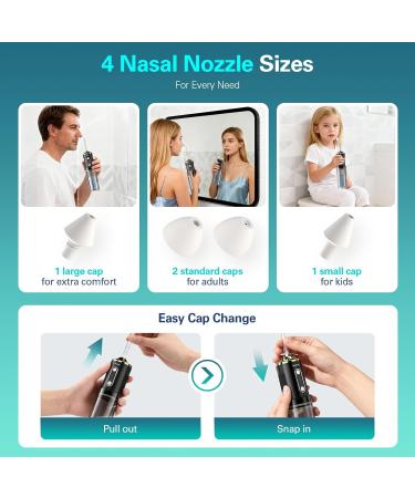 Benhip Electric Nasal Irrigation System Kit Sinus Rinse Bottle Neti Pot Decongestant Relief System for Kids/ Adults Cordless Storeable Waterproof with 60 Saline Packets Wash Nose & Snoring Remedy - Buy Online on GoSupps.com