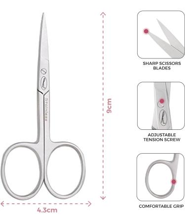 Fine Lines Stainless Steel Curved Scissor for Women & Men - Silver Manicure Scissors for Nails, Cuticles & Hair Trimming - Ideal for Manicure, Pedicure, Hair & Beard Grooming - Buy Online on GoSupps.com