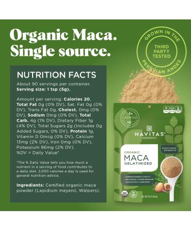 Navitas Organics Gelatinized Maca Powder 16 oz - Organic Superfood for Energy & Vitality - Buy Online on GoSupps.com