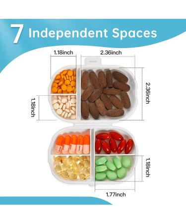 Dynippy Daily Pill Organizer - Portable 7-Compartment Pill Case for Travel | Small Vitamin & Medicine Holder in White - Buy Online on GoSupps.com