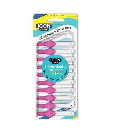 Stoddard Icon Pink Standard Interdental Brushes - 8 Brush Plus 2 Free Brush in 1 Pack Pink 10 Count (Pack of 1)