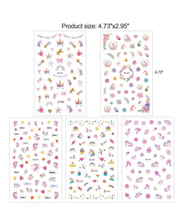 Konsait Unicorn Nail Stickers - 1000+pcs Self Adhesive 3D Nail Art Decals for Kids and Little Girls | Manicure Decoration for Fingernails & Toenails - Buy Online on GoSupps.com