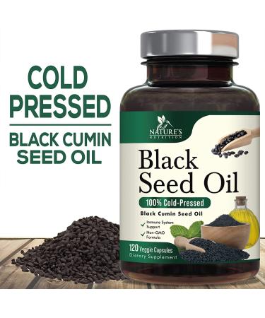 Black Seed Oil Capsules 1000mg - Premium Cold Pressed Nigella Sativa for Immune & Digestive Support - Vegan & Non-GMO - 120 Capsules - Buy Online on GoSupps.com