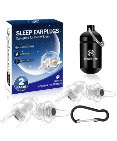 Naiicute hrst psel sleep 2 pair hearing protection earplugs against snoring earplugs for reducing noise ear plug noise canceling soft silicone sleep ear plugs for work travel agate black