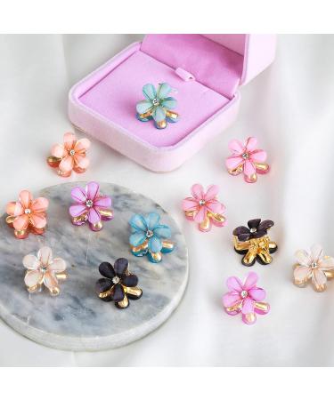 Crystal Small Flower Hair Clips - Set of 12 | Cute Hair Barrettes for Long Braid Hairstyles & Weddings - Buy Online on GoSupps.com