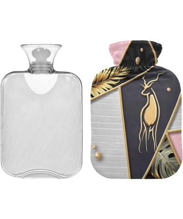 NAANLE Hot Water Bottle with Palm Leaf Cover | 1L Transparent Heat Bottle for Back Pain Relief & Cold Therapy - Hand & Foot Warmer - Buy Online on GoSupps.com