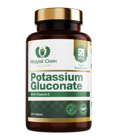 Potassium Gluconate 99mg with 50mg Vitamin C Tablets Potassium Supplements for Better Health (180 Tablets for 6 Months Supply) Vitamin C Supplement