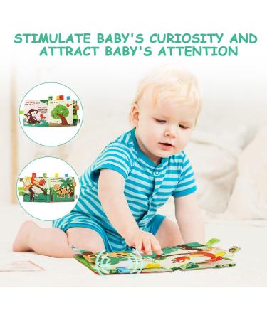 Vicloon Baby Soft Books - 3D Animals Tails Crinkle Sensory Touch and Feel Book for 0-3 Year Old Toddlers - Monkey Design - Buy Online on GoSupps.com