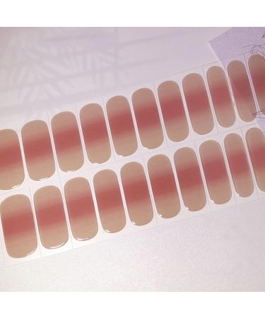 22 Stickers Semi Cured Nail Wraps Soft Self-Adhesive Gel Nail Stickers Long Lasting Semi Cure Gel Nail Strips (in The Mood for Love) White Gradient of Light Pink Pink Gradient