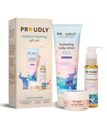 PROUDLY Moisture Layering Gift Set for Melanated Babies Dermatologist-Designed Kids Skin Care for Sensitive & Dry Skin - Ideal for Eczema & Cradle Cap