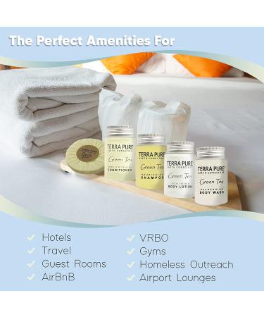 Hotel Amenities Bulk Set - Terra Pure Soaps & Toiletries | 1oz Shampoo, Conditioner, Body Wash, Lotion & 1.25oz Bar Soap | 75 Pieces - Perfect for Hotels - Buy Online on GoSupps.com