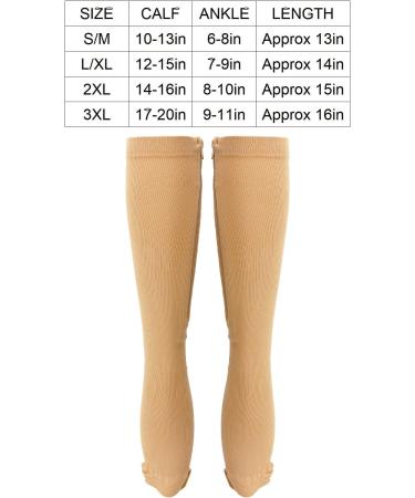 Buy Penrux Compression Socks with Zipper - 15-20 mmHg Medical Support Socks for Comfort & Skin Protection - S-M Skin Color - Buy Online on GoSupps.com