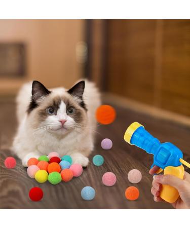 Vyuwast Cat Toy Balls Launcher Toy Balls for Cats Ball Gun with 100pcs Soft Pom Pom Balls Interactive for Indoor Pet Cat Kitty Exercise Training Chasing - Buy Online on GoSupps.com