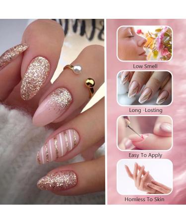 Rechoo Gel Liner Nail Art Set - Pink & Glitter Gel Polish for French Manicure, Drawing, and Painting - Soak Off Formula - Ideal for DIY Home Nail Salon - 2pcs - Buy Online on GoSupps.com
