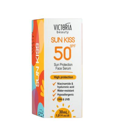 Victoria Beauty Sun Protection Facial Serum SPF 50 | Hyaluronic Acid & Niacinamide | Broad Spectrum UVA/UVB Protection | Waterproof | 30 ml - Buy Online on GoSupps.com