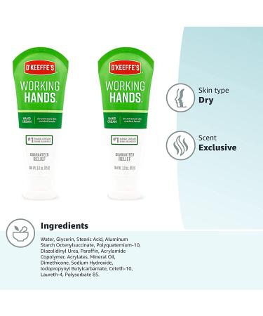 O'Keeffe's Working Hands Hand Cream 3 oz Tube (Pack of 2) - Relieves and Repairs Extremely Dry Hands - Buy Online on GoSupps.com
