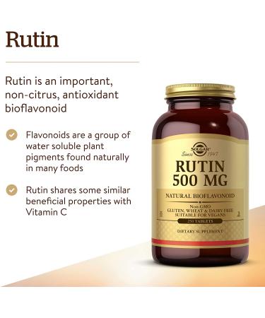 Solgar Rutin 500 mg - 250 Tablets | Antioxidant Support & Immune Health - Buy Online on GoSupps.com
