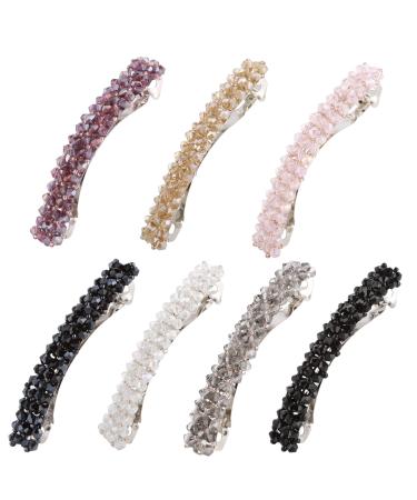 7 Pack Elegant Hair Barrettes Hair Clips Sparkly Glitter Crystal Rhinestone Hair Pins French Style Bridal Hairclips Retro Vintage Hair Accessoires for Women Wedding Teens Girls Hair Styling
