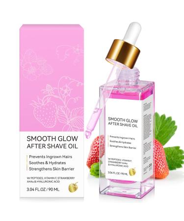 After Shave Oil Women Gently After Shave Oil Strawberry Vanilla With Hyaluronic Acid Smooth Skin & Deeply Moisturize Shave Serum Prevent Ingrown Hairs & Dryness for Men and Women 90ML/3 Fl Oz