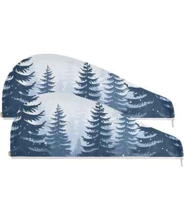 Super Absorbent Trees Forest Hair Towel 2 Pack | Quick Dry Hair Turbans for Women & Girls - Ideal for Fast Drying - Buy Online on GoSupps.com
