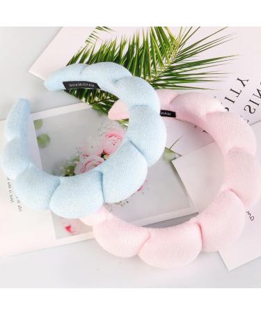 TAOTOP 2 Pack Spa Headband for Women - Cute Hair Band for Shower & Makeup - Terry Cloth Headband for Skin Care - Pink & Blue Set - Buy Online on GoSupps.com
