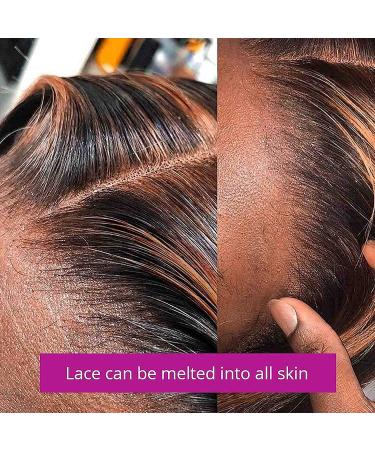 Super Idol Highlight Ombre Deep Wave Lace Front Human Hair Wig 16 1B/30 for Black Women - Pre Plucked 150% Density Free Part Baby Hair - Buy Online on GoSupps.com