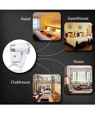 Wall-Mounted Hair Dryer 1200W Negative Ionic Hair Blow Dryer 2 Heat Settings and Cold air Button White Compact for Home Hotel Bathroom Small Gift - Buy Online on GoSupps.com
