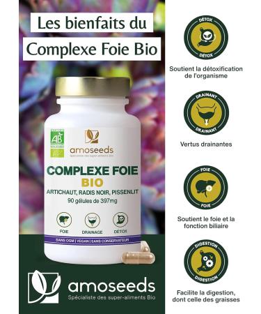 Organic Liver Detox | Powerful Detoxifying Draining Improves Digestion | Artichoke Black Radish Dandelion | 90 Vegan Capsules | Superior Quality Made in France - Buy Online on GoSupps.com
