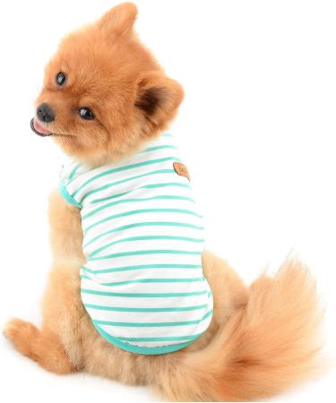 Buy Paidful British Little Dog Shirt - Soft Cotton Striped Cat Vest for Puppies & Small Breeds | Summer Pet T-Shirt for Chihuahua & Yorkie | L 30cm Green - Buy Online on GoSupps.com