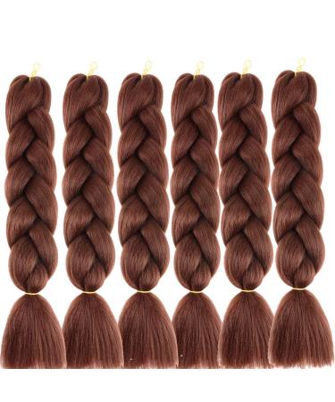 Shop Brown Jumbo Braiding Hair - 24 Kanekalon Synthetic Braids (6 Pieces) for Box Braids | International Shipping Available - Buy Online on GoSupps.com