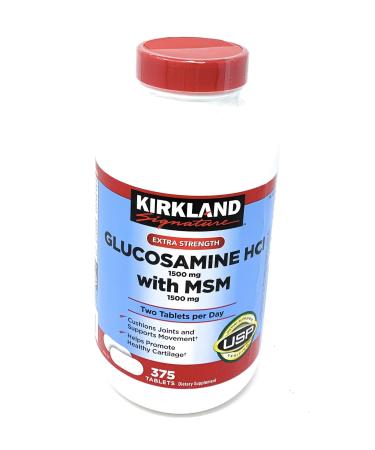 Kirkland Signature Extra Strength Glucosamine HCI 1500mg, With MSM 1500 mg, 375-Count Tablets 375 Count (Pack of 1) - Buy Online on GoSupps.com