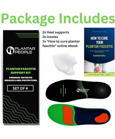 Plantar People Orthotic Insoles with Arch Supports & Silicone Heel Pads | Full Length, Metatarsal & Heel Cushion | UK 9-10.5 - Buy Online on GoSupps.com