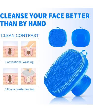 Silicone Face Scrubber Facial Cleansing Brush Silicone Face Wash Brush Manual Waterproof Cleansing Skin Care Face Brushes for Cleansing and Exfoliating (Blue) - Buy Online on GoSupps.com