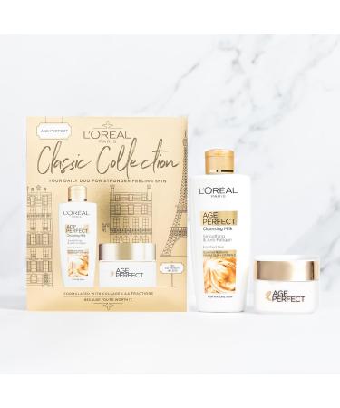 L Or al Paris Gift Set Includes Cleansing Milk and Moisturiser Age Perfect Collagen Anti-Ageing Routine For Smoothing and Retightening Classic Collection - Buy Online on GoSupps.com