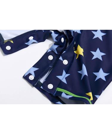 BONVERANO Baby Boys Swimsuit 18-24 Months | Yellow Star One Piece Full-Zip Hoodie Bathing Suit with UPF 50+ Sun Protection - Buy Online on GoSupps.com